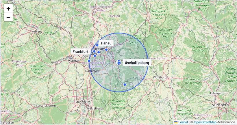 Einsatzgebiet 40 km um Aschaffenburg